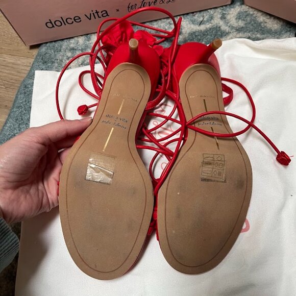 Sophia Red Rose Heels Dolce Vita For Love and Lemons US 8.5 UK 39.5 Wrap Around - Picture 4 of 6